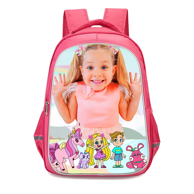 

New Girls School Backpack Little Black Girl Diana Show Print Primary School Bags 6-10 Years Children Bookbag Kids Satchel