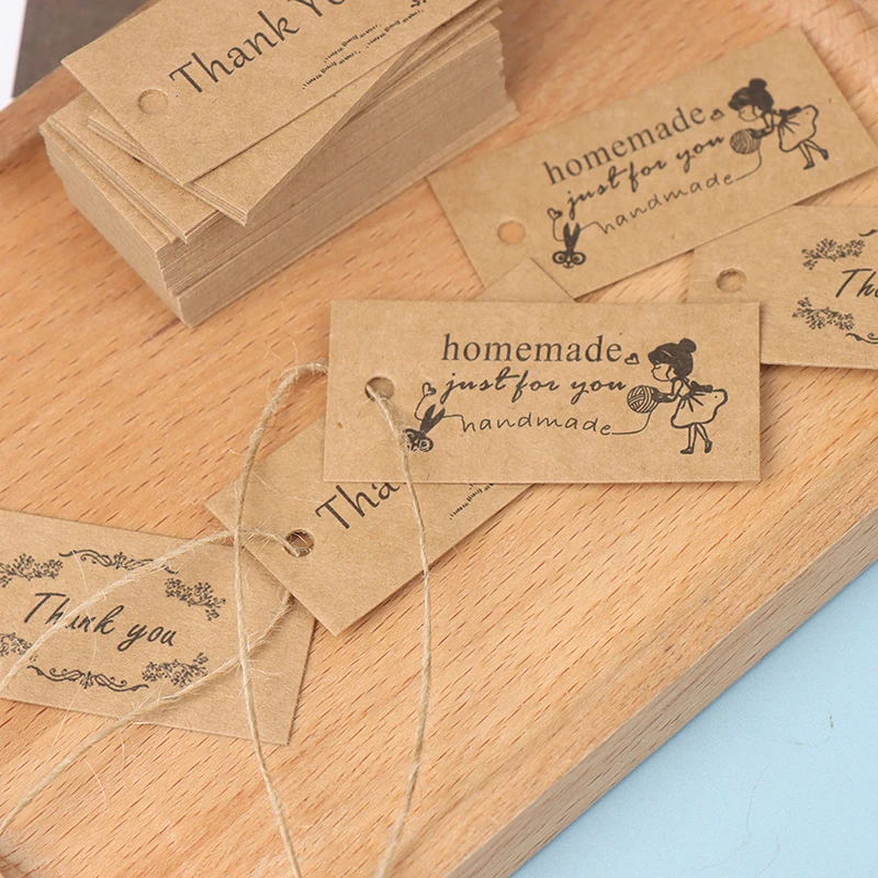 50Pcs With 50 Tie Hemp String Thank You Handmade Tags Garment Tags For Candy/Gift/Cookies Display Packing Label Card New 
50Pcs With 50 Tie Hemp String Thank You Handmade Tags Garment Tags For Candy/Gift/Cookies Display Packing Label Card New
