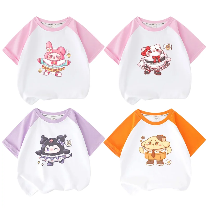 Аниме Sanrioed Hellokittys My Melody Kuromi Детская летняя футболка Kawaii мультяшный принт хлопковый топ с коротким рукавом подарок для девочки
Аниме Sanrioed Hellokittys My Melody Kuromi Детская летняя футболка Kawaii мультяшный принт хлопковый топ с коротким рукавом подарок для девочки