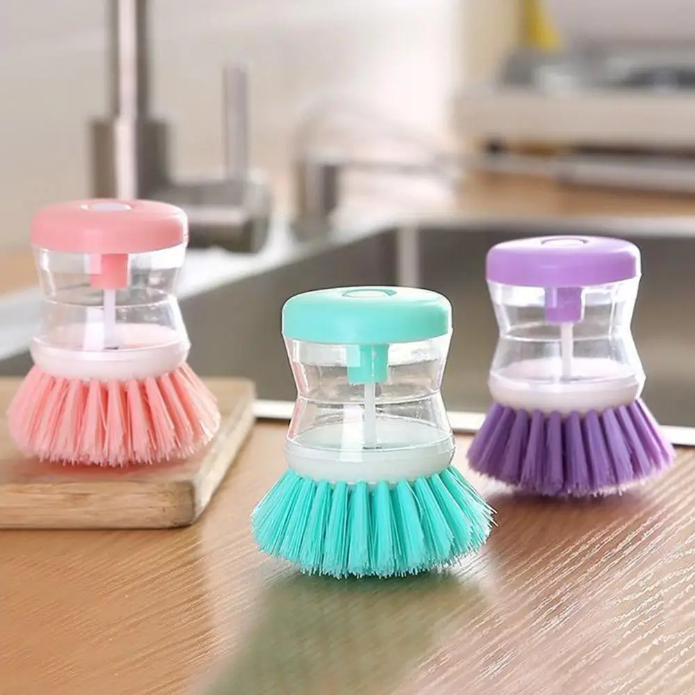 

Kitchen Wash Pot Dish Brush With Dispenser Liquid Filling By Pressing Not Pan Hurt Cleaning Brushes Automatic Does A8b7