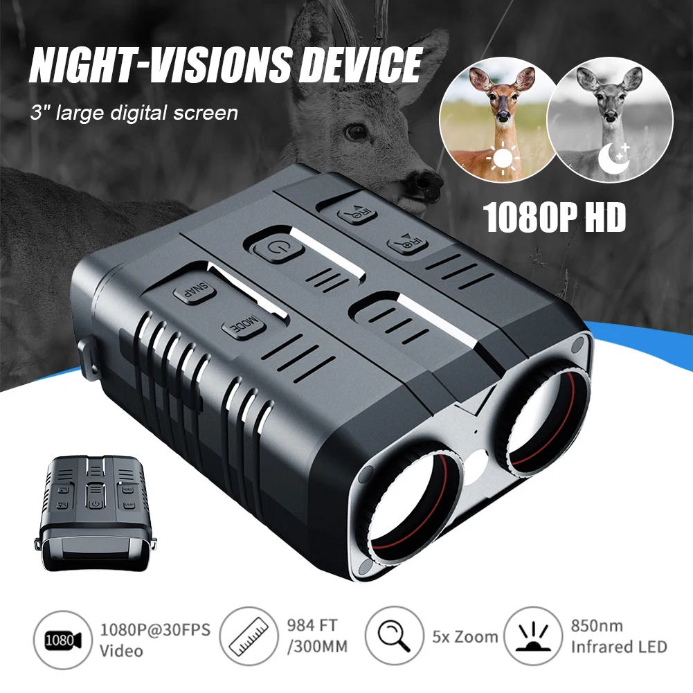 1080P HD Powerful Binoculars IR Night Vision Device Hunting Telescope 5X Digital Zoom For Outdoor Hunting Scouting Bird Watching
1080P HD Powerful Binoculars IR Night Vision Device Hunting Telescope 5X Digital Zoom For Outdoor Hunting Scouting Bird Watching