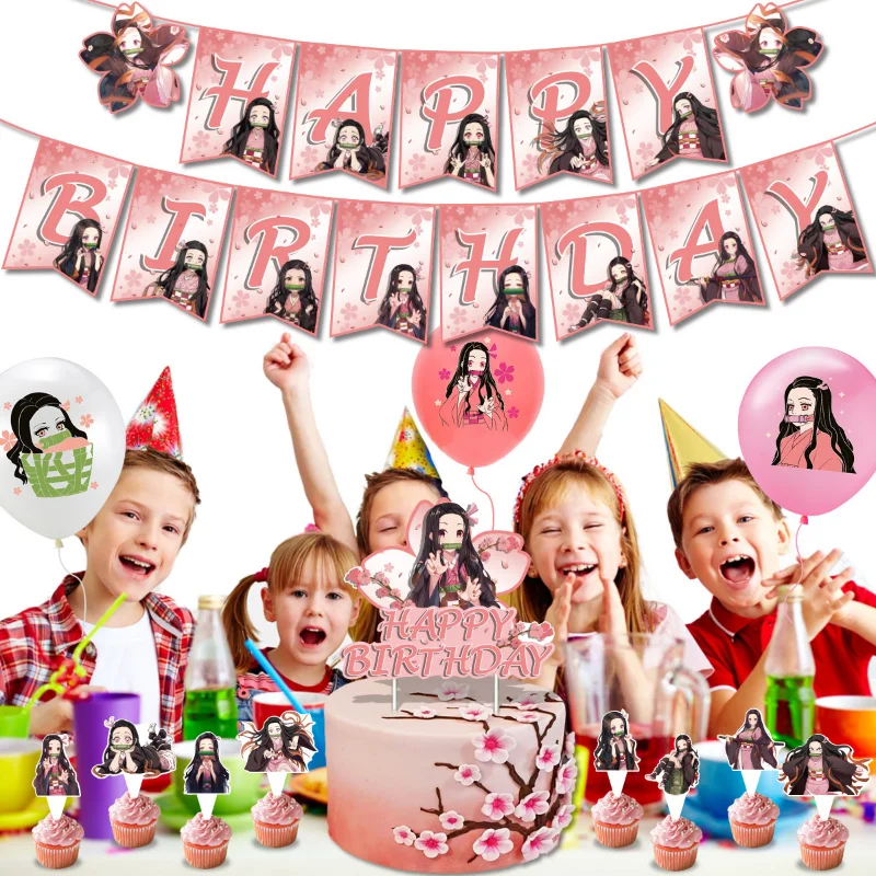 Demon Slayer Toys Nezuko Theme Girls Birthday Party Decoration Supplies Flag Pulling Cake Insertion Card Kids Birthday Gifts
Demon Slayer Toys Nezuko Theme Girls Birthday Party Decoration Supplies Flag Pulling Cake Insertion Card Kids Birthday Gifts