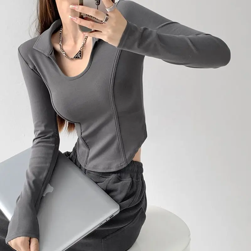 Long-sleeved T-shirt Women Short Small Man Everything Fit Slimming Spice Girl Dress Niche Design Gas Korean Version
Long-sleeved T-shirt Women Short Small Man Everything Fit Slimming Spice Girl Dress Niche Design Gas Korean Version
