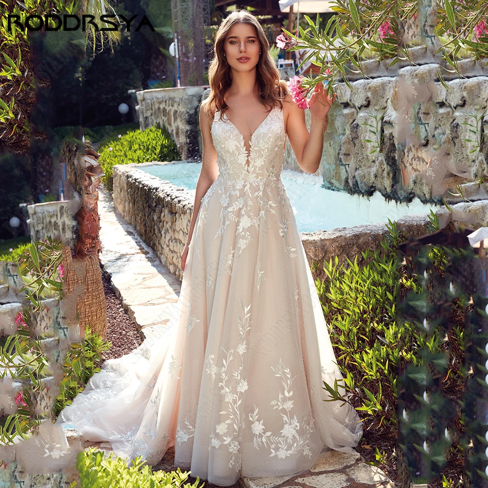 RODDRSYA Modern Wedding Dresses Sleeveless V-Neck Backless Spaghetti Straps Bride Gowns A-Line Applique Vestidos De Novia
RODDRSYA Modern Wedding Dresses Sleeveless V-Neck Backless Spaghetti Straps Bride Gowns A-Line Applique Vestidos De Novia