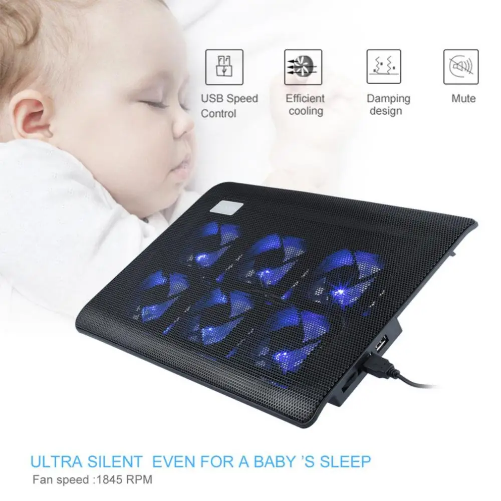 Six Fans 2 USB Interface Adjustable Speed Laptop Heat Sink Portable Silent Plastic Heat Sink Adjustable Tilt Angle Heat Sink
Six Fans 2 USB Interface Adjustable Speed Laptop Heat Sink Portable Silent Plastic Heat Sink Adjustable Tilt Angle Heat Sink