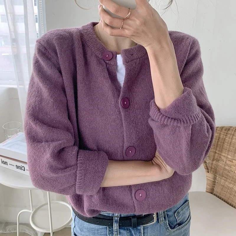 Purple Sweater Women's Cardigan Coat Women's College Style 2022 New Spring Autumn Long Sleeve Solid Color Top casaco feminino
Purple Sweater Women's Cardigan Coat Women's College Style 2022 New Spring Autumn Long Sleeve Solid Color Top casaco feminino