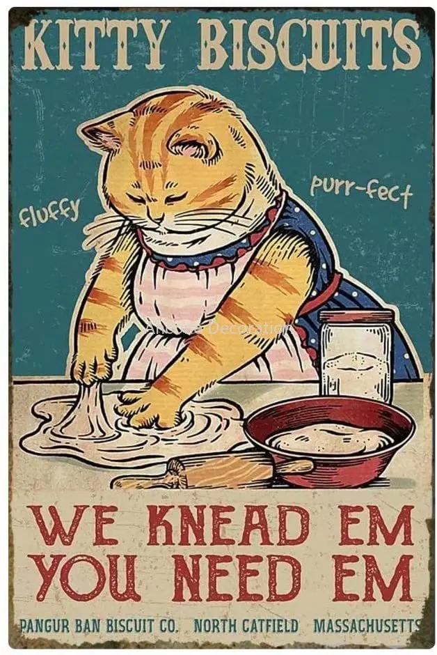 Kitty Biscuits Vintage Metal Tin Sign, We Knead Em You Need Em,Aluminum Sign Wall Art Decor Metal Sign Decoration Sign
Kitty Biscuits Vintage Metal Tin Sign, We Knead Em You Need Em,Aluminum Sign Wall Art Decor Metal Sign Decoration Sign