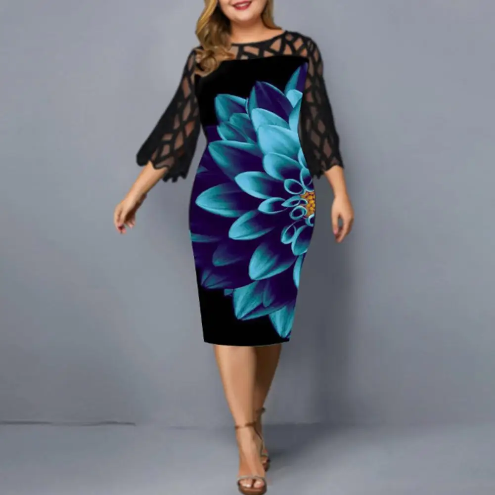 O Neck See-though Lace Patchwork Summer Sheath Dress Three Quarter Sleeve Hollow Out Lady Dress Flower Printing Party Dress
O Neck See-though Lace Patchwork Summer Sheath Dress Three Quarter Sleeve Hollow Out Lady Dress Flower Printing Party Dress
