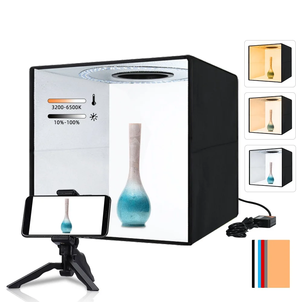 Travor 30*30 cm Foldable Photo box Mini Led LightBox Dimmable Photography Studio Shooting Tent Box Kit with 6Colors Backdrop
Travor 30*30 cm Foldable Photo box Mini Led LightBox Dimmable Photography Studio Shooting Tent Box Kit with 6Colors Backdrop