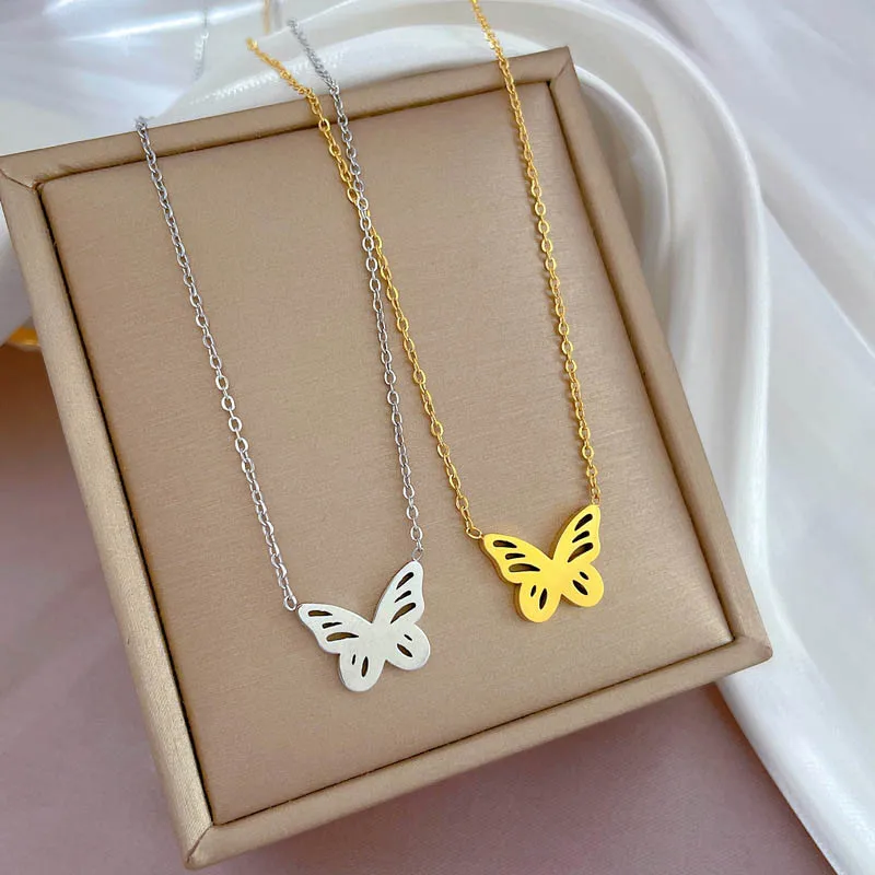 Stainless Steel Butterfly Pendant Necklace for Women Cute Butterfly Charm Choker Necklace Clavicle Chain Girls Collar Jewelry
Stainless Steel Butterfly Pendant Necklace for Women Cute Butterfly Charm Choker Necklace Clavicle Chain Girls Collar Jewelry