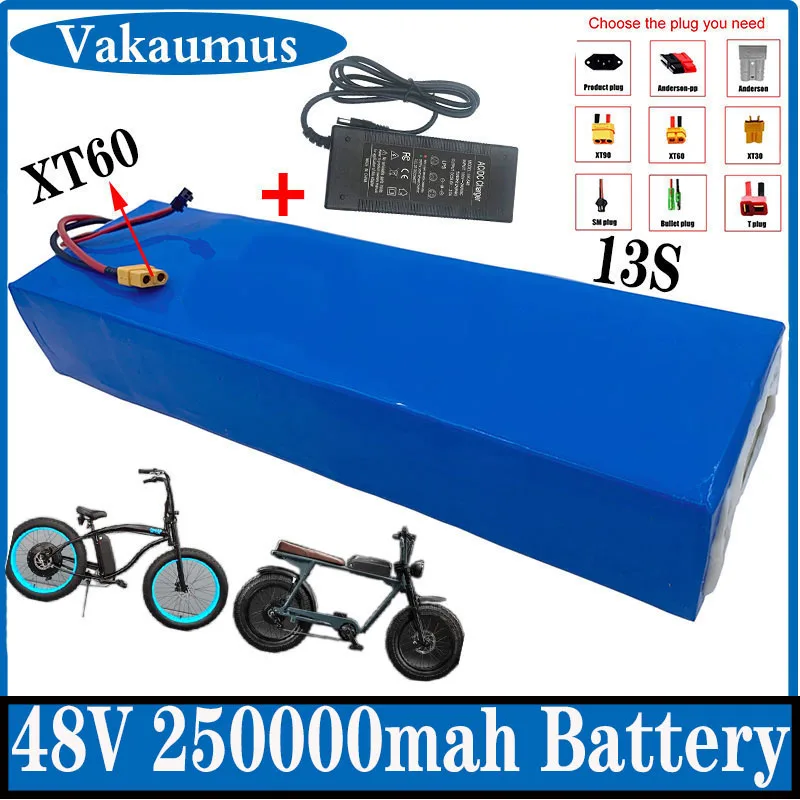 Electric Bike Battery 48V 25Ah 18650 Li-ION Battery Pack 13S5P Bike Conversion Kit Bafang 1000W AND 54.6V 2A Charger + XT60 Plug
Electric Bike Battery 48V 25Ah 18650 Li-ION Battery Pack 13S5P Bike Conversion Kit Bafang 1000W AND 54.6V 2A Charger + XT60 Plug