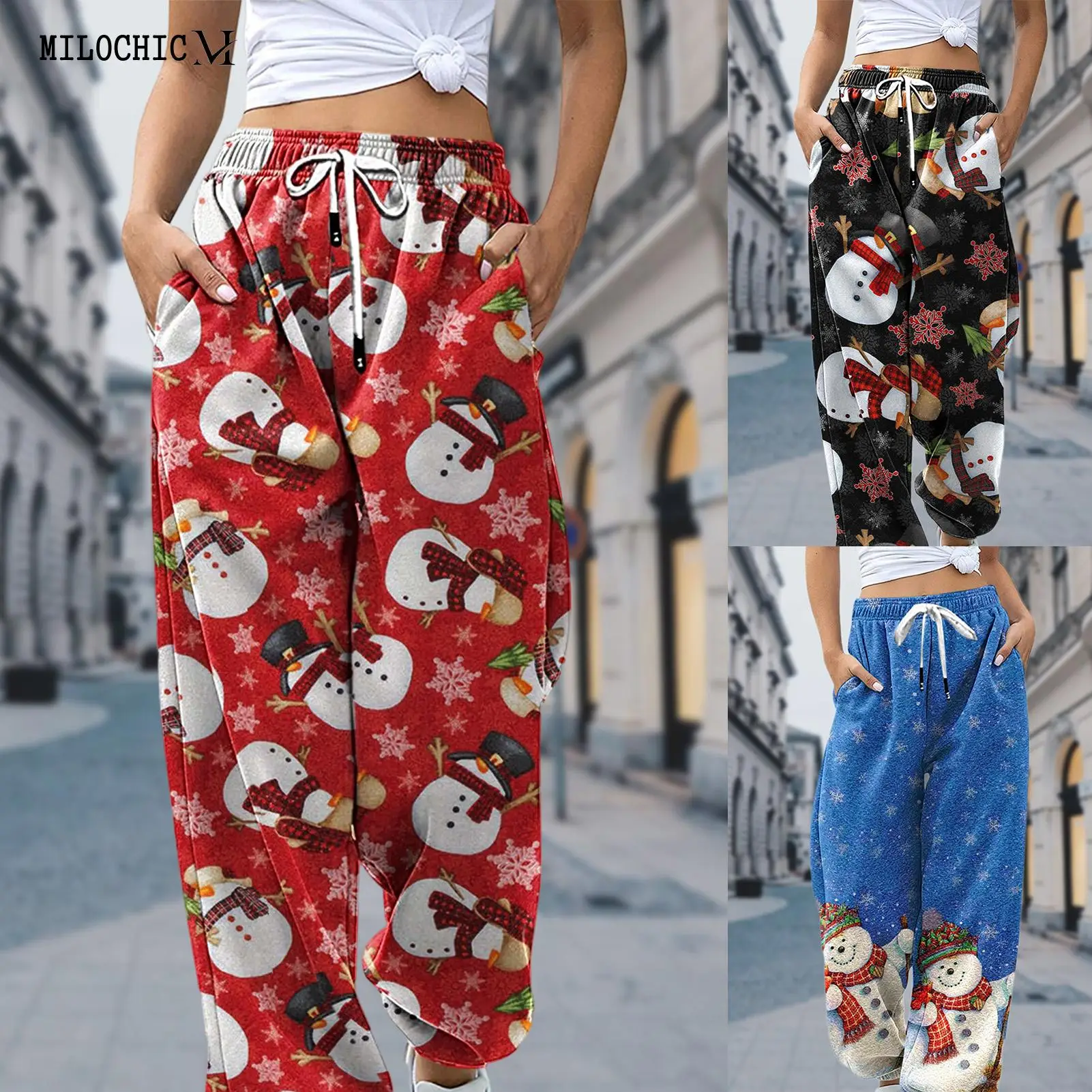Christmas Sport Jogger Pants Printed Women Sweatpants Drawstring Fashion Loose Fit Autumn Winter Ladies Casual Trousers 
Christmas Sport Jogger Pants Printed Women Sweatpants Drawstring Fashion Loose Fit Autumn Winter Ladies Casual Trousers