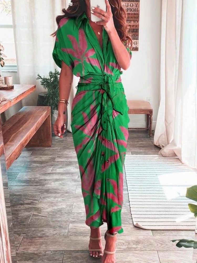 Women Printed Long Dress 2023 Spring Summer New Loose V Neck Waist Tie-up Shirt Robe Ladies Vintage Elegant Party Maxi Dresses
Women Printed Long Dress 2023 Spring Summer New Loose V Neck Waist Tie-up Shirt Robe Ladies Vintage Elegant Party Maxi Dresses