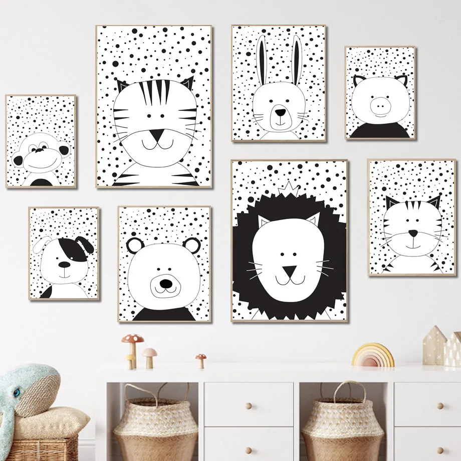 Black And White Rabbit Cat Lion Bear Monkey Dog Nordic Posters And Prints Wall Art Canvas Painting Wall Pictures Kids Room Decor
Black And White Rabbit Cat Lion Bear Monkey Dog Nordic Posters And Prints Wall Art Canvas Painting Wall Pictures Kids Room Decor
