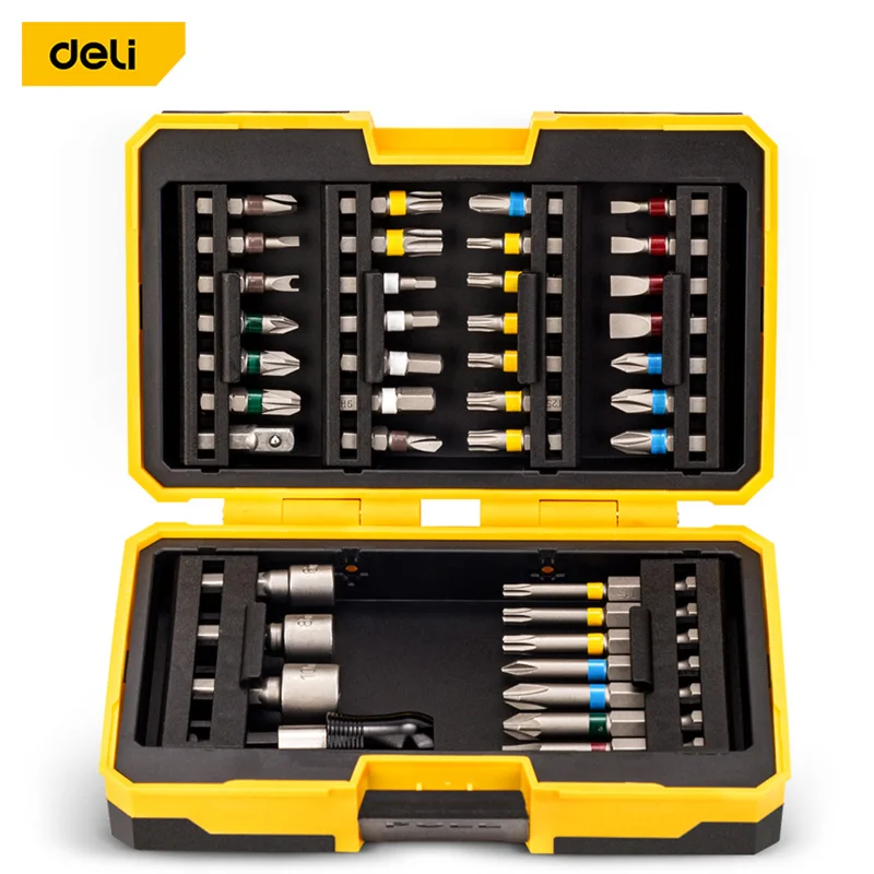 Deli 39 PCS Screwdriver Set Magnetic Bits With Storage Case For Home, Garage, Office, Apartment, Bike, Electronics Projects
Deli 39 PCS Screwdriver Set Magnetic Bits With Storage Case For Home, Garage, Office, Apartment, Bike, Electronics Projects