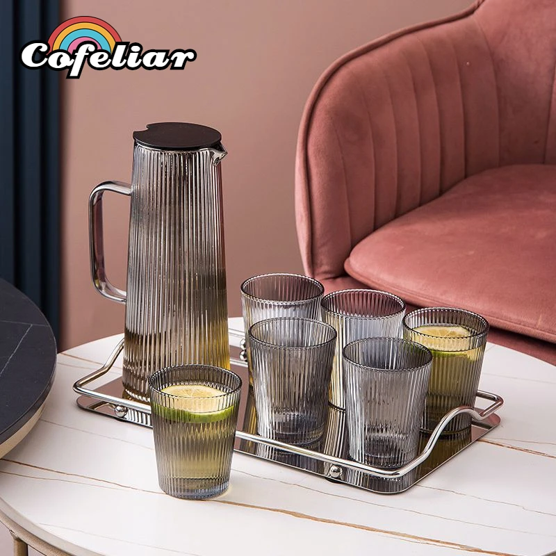 1.2L Stripe High Borosilicate Glass Water Bottle With Stainless Steel Lid Cold Water Jug Pitcher Boiling Water Juice Glass Pitch
1.2L Stripe High Borosilicate Glass Water Bottle With Stainless Steel Lid Cold Water Jug Pitcher Boiling Water Juice Glass Pitch