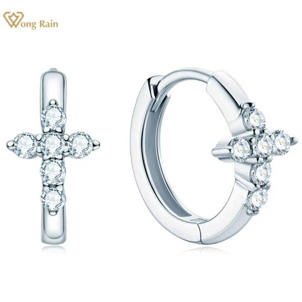 Wong Rain 925 Sterling Silver VVS1 Cross Real Moissanite Diamonds Wedding Engagement Couple Hoop Earrings Fine Jewelry With GRA
Wong Rain 925 Sterling Silver VVS1 Cross Real Moissanite Diamonds Wedding Engagement Couple Hoop Earrings Fine Jewelry With GRA