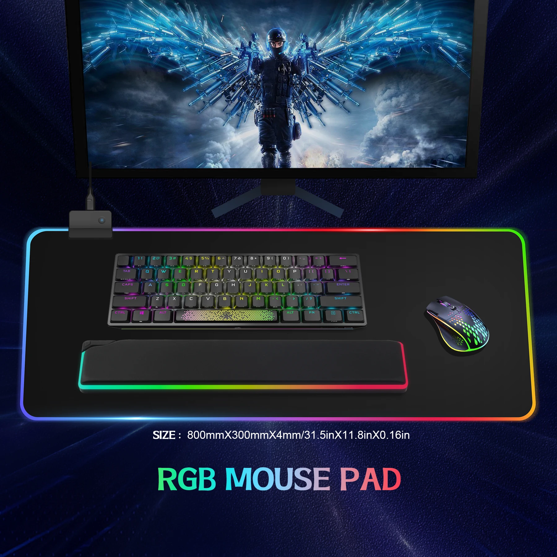 80CM*30CM LED Light Mouse Pad RGB Keyboard Cover Desktop Pad Color Surface Mouse Pad Waterproof Anti-slip Gaming Keyboard Pad
80CM*30CM LED Light Mouse Pad RGB Keyboard Cover Desktop Pad Color Surface Mouse Pad Waterproof Anti-slip Gaming Keyboard Pad