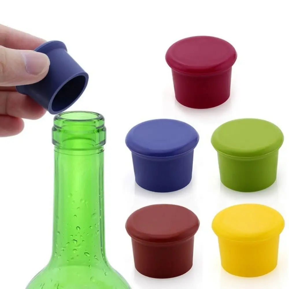 

6Pcs Silicone Wine Stopper Leak Free Fresh Keeping Sealers Beer Beverage Champagne Red Wine Bottle Cap Kitchen Gadget Bar Tools