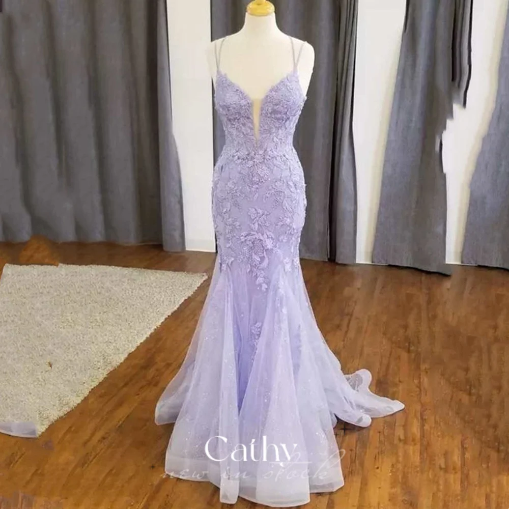 Женское платье с юбкой годе Cathy, сиреневое кружевное вечернее платье с юбкой годе, на тонких бретельках, 2023
Женское платье с юбкой годе Cathy, сиреневое кружевное вечернее платье с юбкой годе, на тонких бретельках, 2023