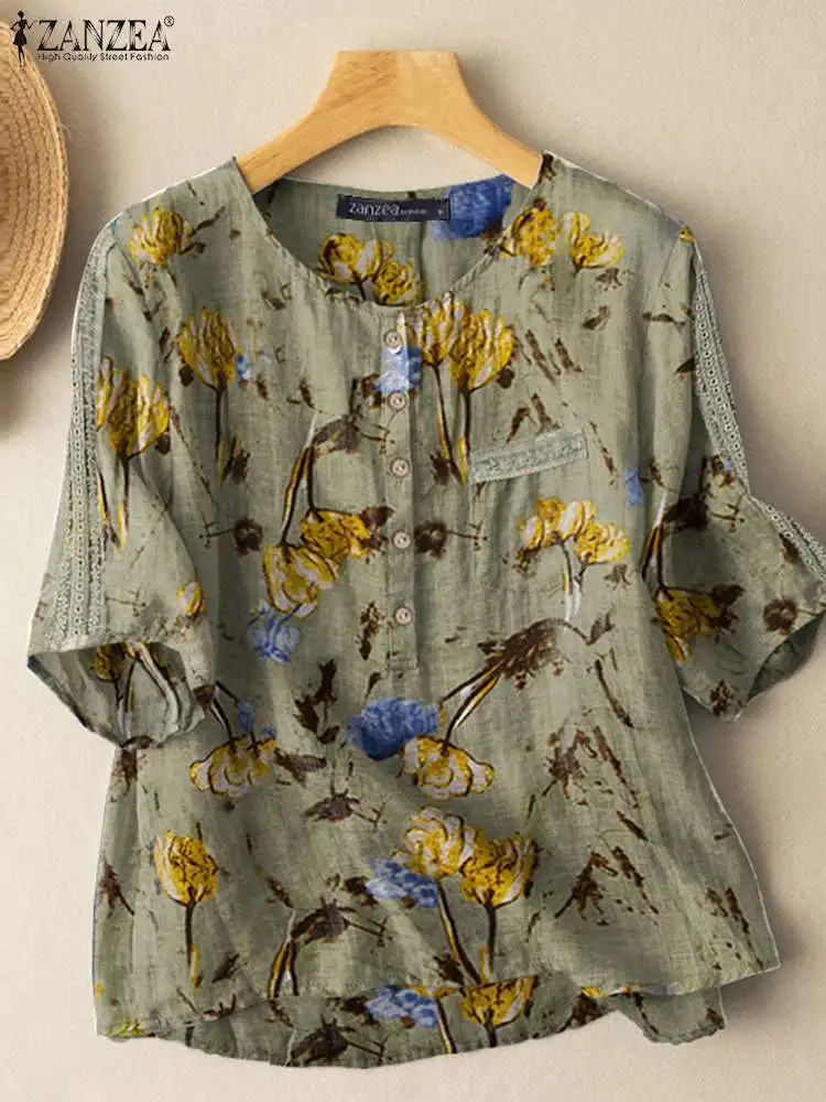 Women Summer Blouses ZANZEA kaftan Printed Tops Casual Half Sleeve Blusas Female Floral Tunic Chemise O-Neck Shirts Oversized 
Women Summer Blouses ZANZEA kaftan Printed Tops Casual Half Sleeve Blusas Female Floral Tunic Chemise O-Neck Shirts Oversized