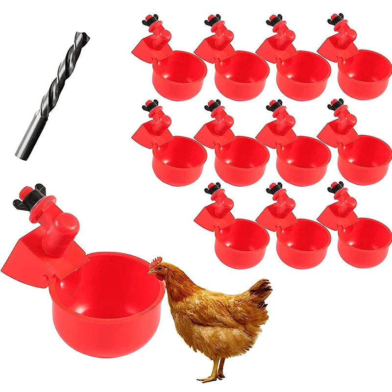 

12 Pcs Automatic Chicken Water Feeder Kit 3/8 Inch Automatic Filling Waterer Bowl with Thread Suitable for Ducks Geese Poultry
