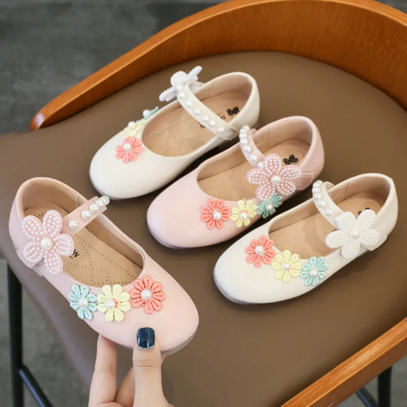 Flowers Girls Princess Shoes Pearl Shallow Soft Sole Children Flats Shoes Fashion PU Non Slip Hook Loop Kids Single Shoes
Flowers Girls Princess Shoes Pearl Shallow Soft Sole Children Flats Shoes Fashion PU Non Slip Hook Loop Kids Single Shoes
