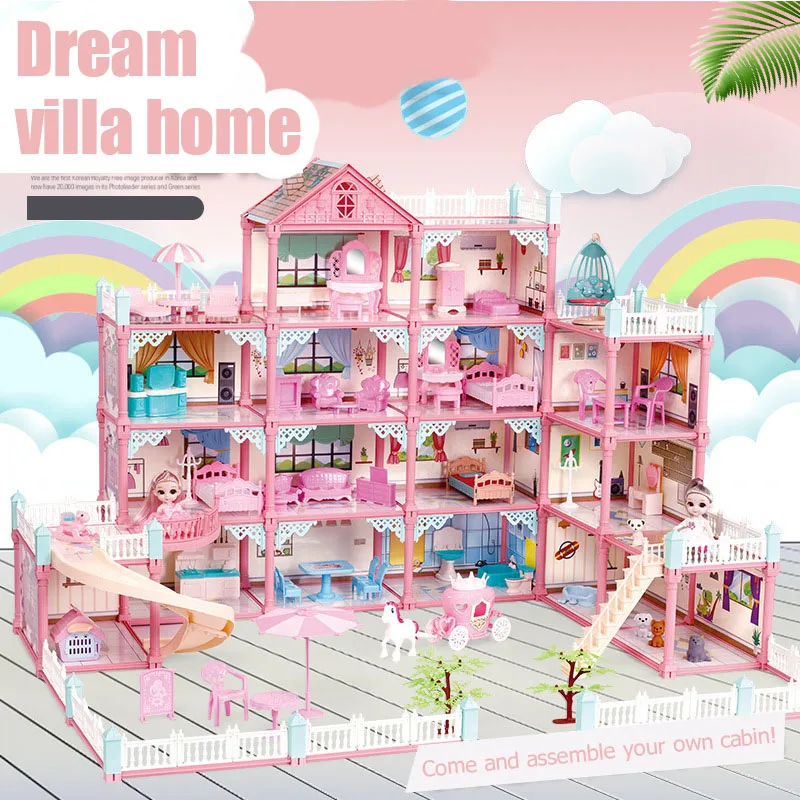Large Size Doll House Set Family Castle Villa Diy Cottage Villa Model Montessori Assembled Puzzle Children Toys Birth Gift
Large Size Doll House Set Family Castle Villa Diy Cottage Villa Model Montessori Assembled Puzzle Children Toys Birth Gift