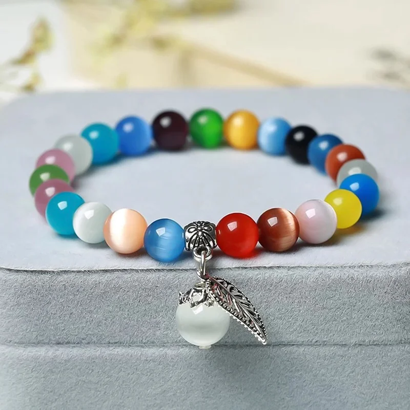 Women Natural Stone Smooth Cats Eye Beads Bracelet Opal Bracelet Cute Leaf Pendant Braclet Jewelry Gift Cat Eye Bracelets Bangle
Women Natural Stone Smooth Cats Eye Beads Bracelet Opal Bracelet Cute Leaf Pendant Braclet Jewelry Gift Cat Eye Bracelets Bangle