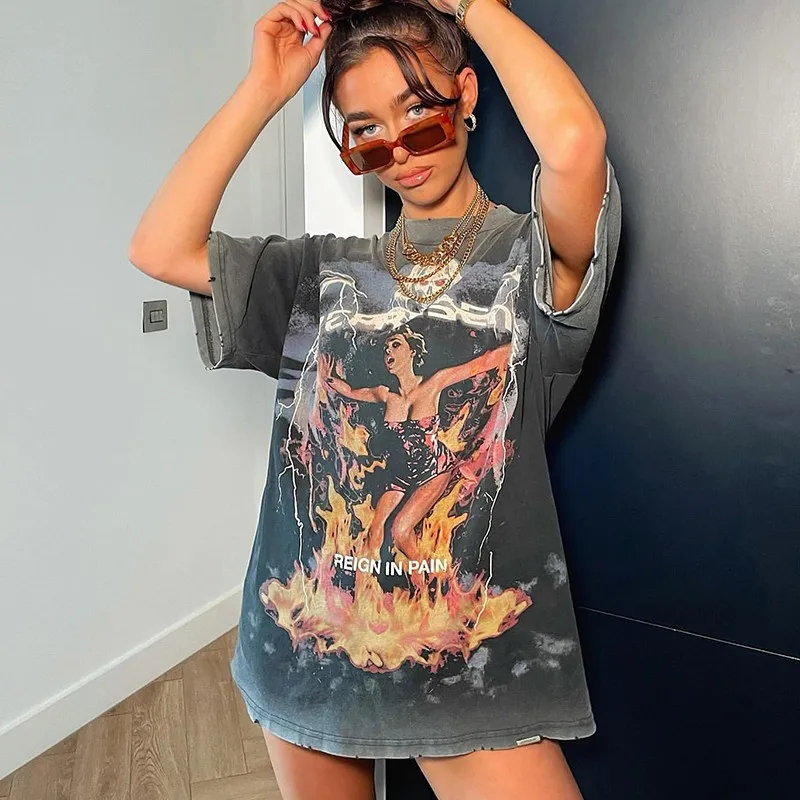 REPRESENT Graffiti Flame Controller Print Old Retro Men's And Women's Short-sleeved High Street Loose Casual T-shirt Tide
REPRESENT Graffiti Flame Controller Print Old Retro Men's And Women's Short-sleeved High Street Loose Casual T-shirt Tide