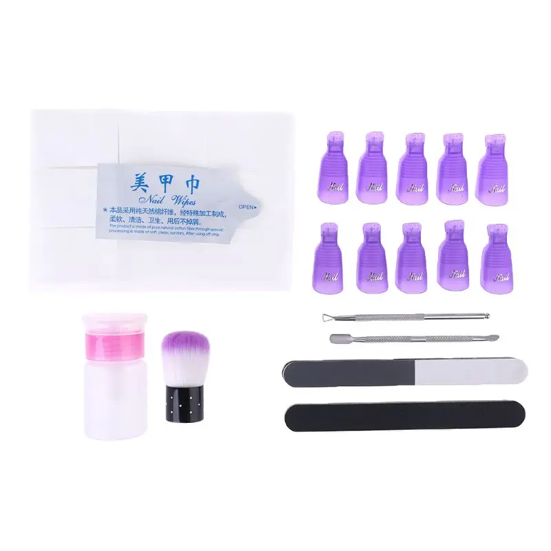 Nail Polish Remover Set UV Gel Clean Clip Cap Cuticle Pusher Dust Brush Manicure Pedicure Care Tool E74C
Nail Polish Remover Set UV Gel Clean Clip Cap Cuticle Pusher Dust Brush Manicure Pedicure Care Tool E74C
