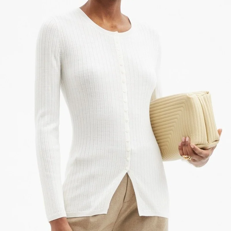 Wool Blend O-neck Knitted Cardigan Women's Temperament Slim Fit Stretch Single Breasted Bottoming Sweater 2022 New
Wool Blend O-neck Knitted Cardigan Women's Temperament Slim Fit Stretch Single Breasted Bottoming Sweater 2022 New