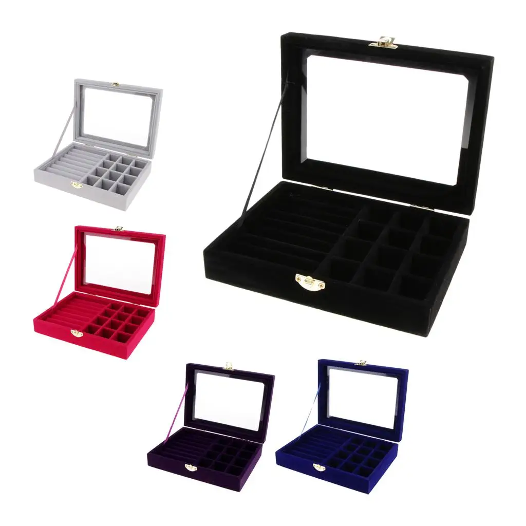 travel Portable Jewelry Storage Grid and 6 Glass Lid Rings Earrings Cufflinks Trinkets Display Case
travel Portable Jewelry Storage Grid and 6 Glass Lid Rings Earrings Cufflinks Trinkets Display Case