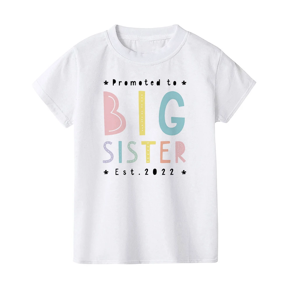 Kids Tshirt Summer Fashion Children Short Sleeve White T Shirt Top Promoted To Big Sister/brother 2022 Print Clothes | Детская одежда и