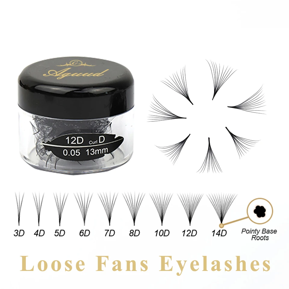 AGUUD 100/300/500 Loose Fans Sharp Narrow Stem Premade Volume Fans Lash Thin Pointy Base Russian Premade Volume Fans Lash Cilios
AGUUD 100/300/500 Loose Fans Sharp Narrow Stem Premade Volume Fans Lash Thin Pointy Base Russian Premade Volume Fans Lash Cilios