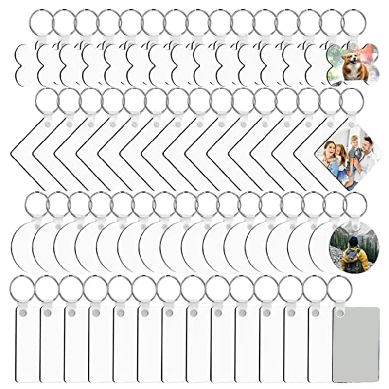 60Pcs Sublimation Keychain Blanks Bulk -4 Shape DIY Blanks Keychain&Keyrings Double-Sided Heat Transfer Keychain
60Pcs Sublimation Keychain Blanks Bulk -4 Shape DIY Blanks Keychain&Keyrings Double-Sided Heat Transfer Keychain