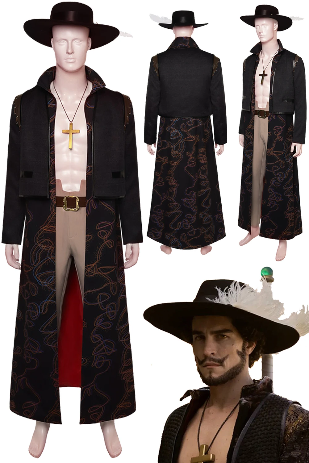 

Dracule Mihawk Cosplay Role Play Coat Hat Live Action TV One Cosplay Piece Costume Adult Men Fantasy Fancy Dress Up Party Cloth