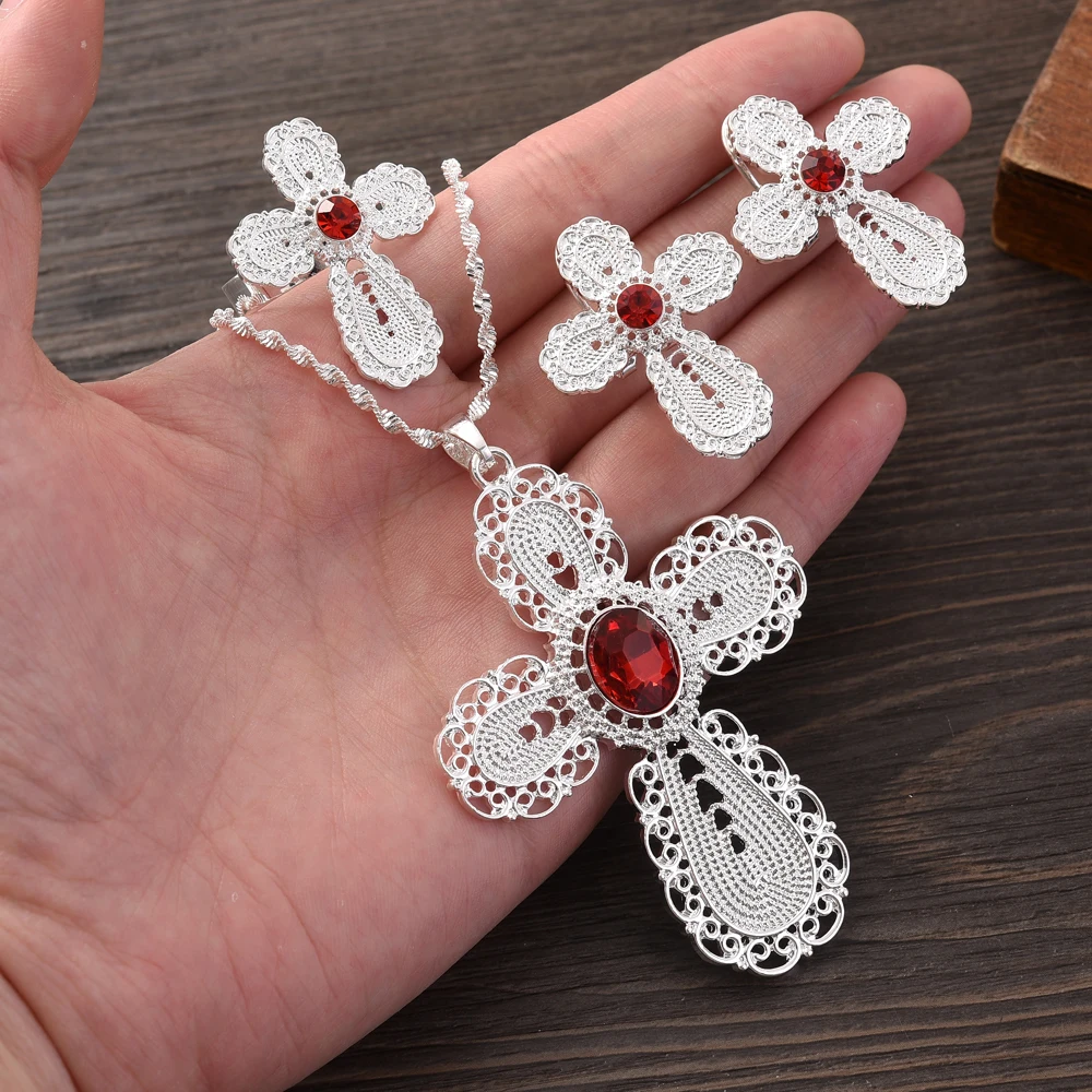 Ethiopian/Isreal Cross Jewelry Sets Charms Pendant and Necklaces Earrins Rings African Eritrean Habesha Accessories 
Ethiopian/Isreal Cross Jewelry Sets Charms Pendant and Necklaces Earrins Rings African Eritrean Habesha Accessories