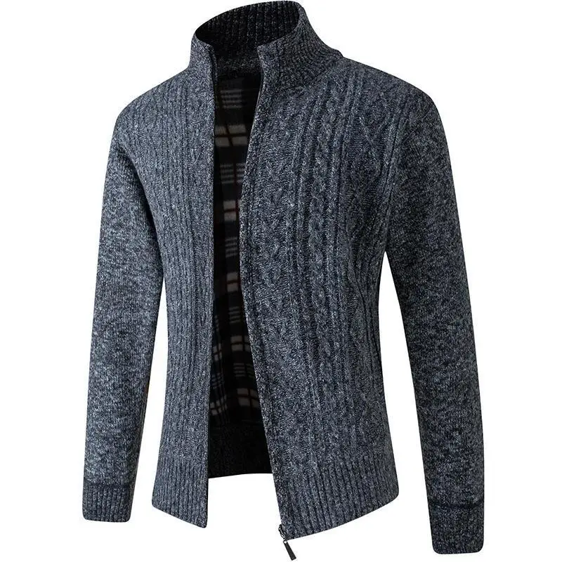 

Men's Sweaters Autumn Winter Warm Cashmere Wool Zipper Cardigan Sweaters Stand-up collar Casual Knitwear Sweatercoat male clothe