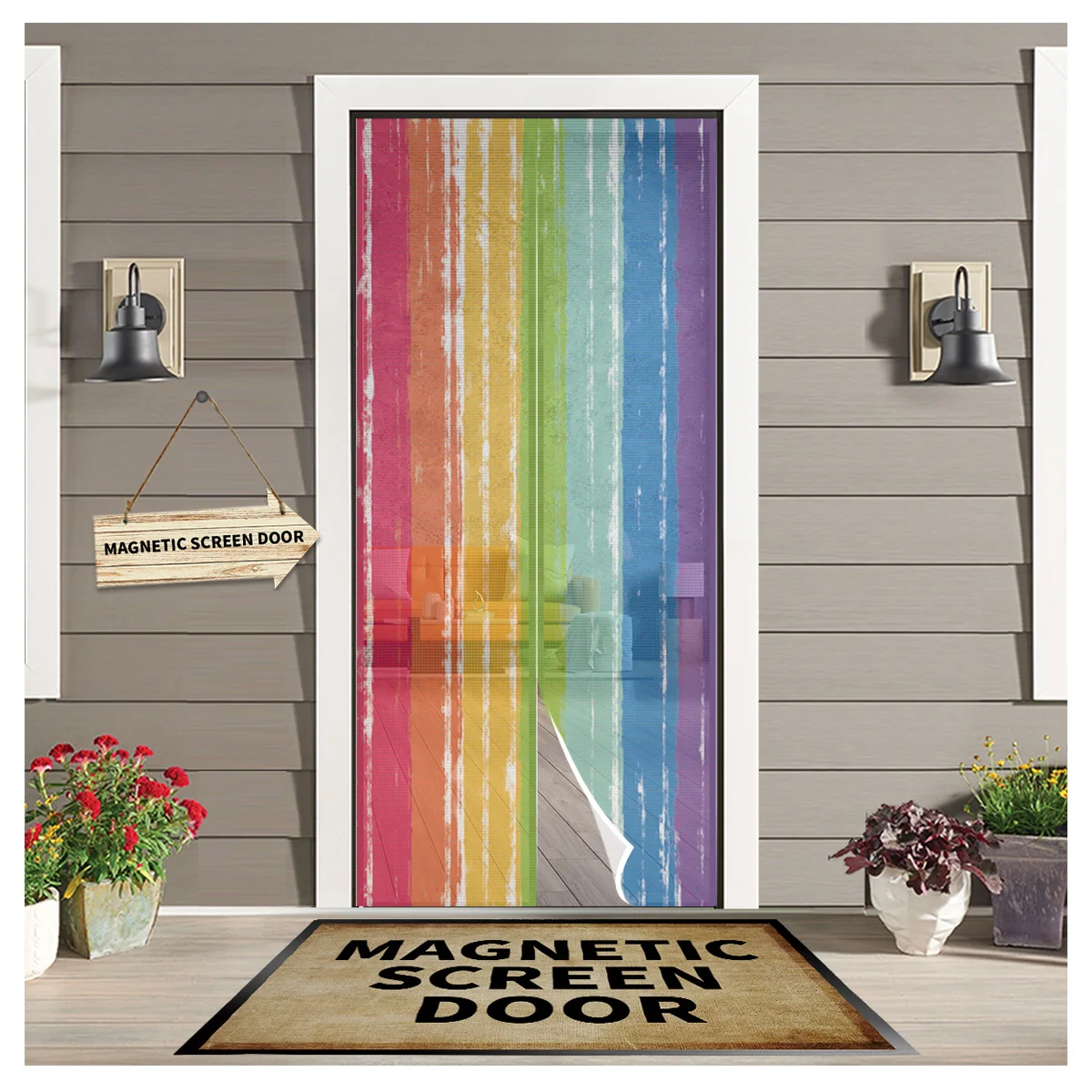 Abstract Stripes Colorful New Bedroom Door Curtain Magnetic Mosquito Screen Kitchen Door Voile Fabric Mosquito Net
Abstract Stripes Colorful New Bedroom Door Curtain Magnetic Mosquito Screen Kitchen Door Voile Fabric Mosquito Net