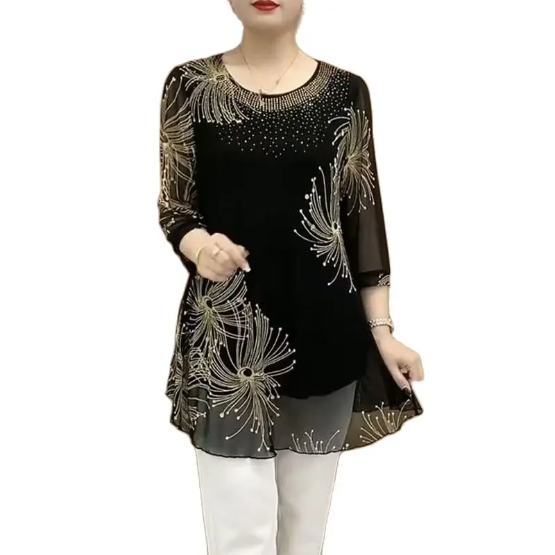 2023 Summer New Fashion Western-style Printed T-shirts Middle-Aged And Old Mothers Bottom Shirts Women's Skinny Joker Shirts 5XL
2023 Summer New Fashion Western-style Printed T-shirts Middle-Aged And Old Mothers Bottom Shirts Women's Skinny Joker Shirts 5XL