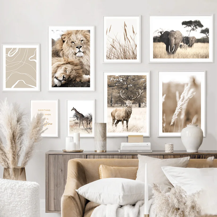 Autumn Landscape Reed Lion Elephant Deer Wall Art Canvas Painting Nordic Posters And Prints Wall Pictures For Living Room Decor
Autumn Landscape Reed Lion Elephant Deer Wall Art Canvas Painting Nordic Posters And Prints Wall Pictures For Living Room Decor