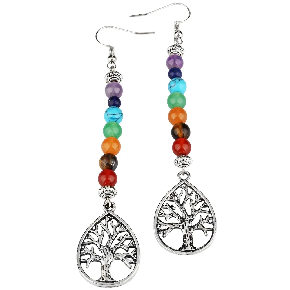 TUMBEELLUWA Natural 7 Chakra Crystal Stone Beaded Dangle Tree of Life Root Chakra Design Charm Jewelry Women's Hooking Earrings
TUMBEELLUWA Natural 7 Chakra Crystal Stone Beaded Dangle Tree of Life Root Chakra Design Charm Jewelry Women's Hooking Earrings