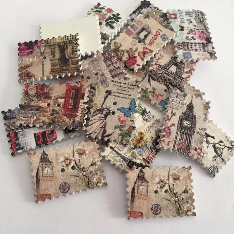 Random 30Pcs/pack Retro Postcard Shape Wooden Buttons Handmade Diy Painting Stamp Shape Button Creative Modeling Buttons
Random 30Pcs/pack Retro Postcard Shape Wooden Buttons Handmade Diy Painting Stamp Shape Button Creative Modeling Buttons
