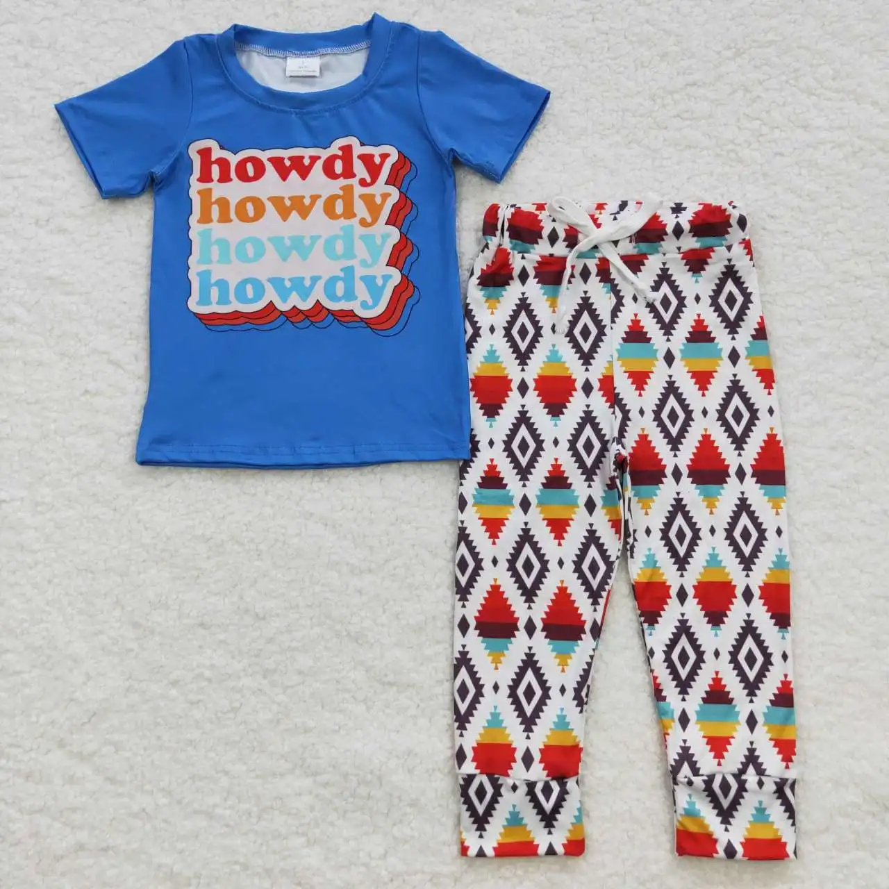 

Оптовая продажа, одежда для маленьких мальчиков в Западном ацтекском стиле, детские футболки с короткими рукавами для младенцев, детские брюки с карманами, весенний и осенний комплект Howdy