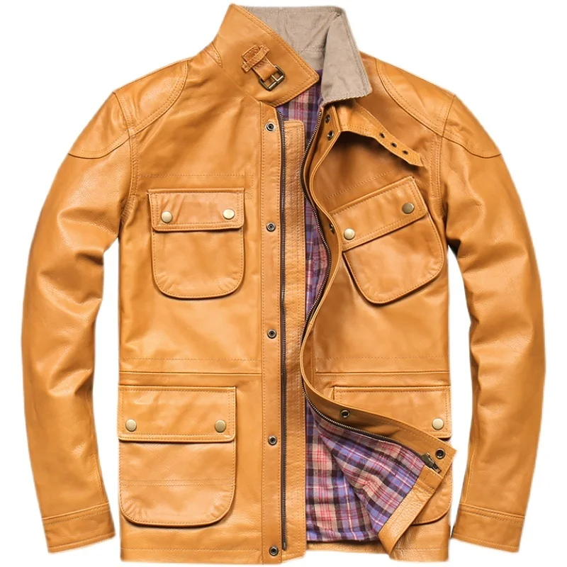 Genuine Cowhide Jacket Men's Oil Wax Retro Top Layer Cowhide Pure Brown Motorcycle Leather Jacket Men
Genuine Cowhide Jacket Men's Oil Wax Retro Top Layer Cowhide Pure Brown Motorcycle Leather Jacket Men
