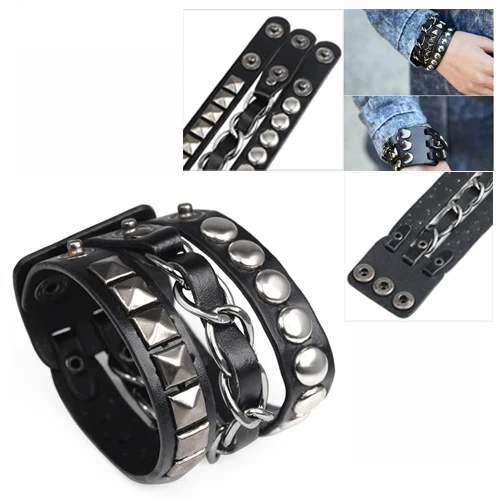Punk Rock Rivet Multi Layers Circles Pyramid Stud Chain Leather Bracelet
Punk Rock Rivet Multi Layers Circles Pyramid Stud Chain Leather Bracelet