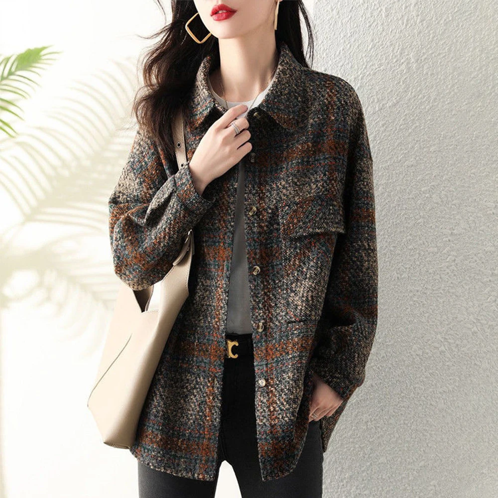 Women Casual Jacket Korea Fashion Lattice Pocket Patchwork Long Sleeve Single Breasted Loose Lapel Spring Fall Jacket For Ladies
Women Casual Jacket Korea Fashion Lattice Pocket Patchwork Long Sleeve Single Breasted Loose Lapel Spring Fall Jacket For Ladies