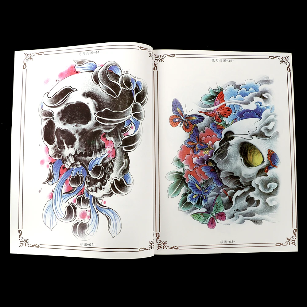 

Book Tattoo Manuscript Full Cover The Patterns of Skull Dragon God Innovation Design Character Fit for Tattoo Accessories Supply
