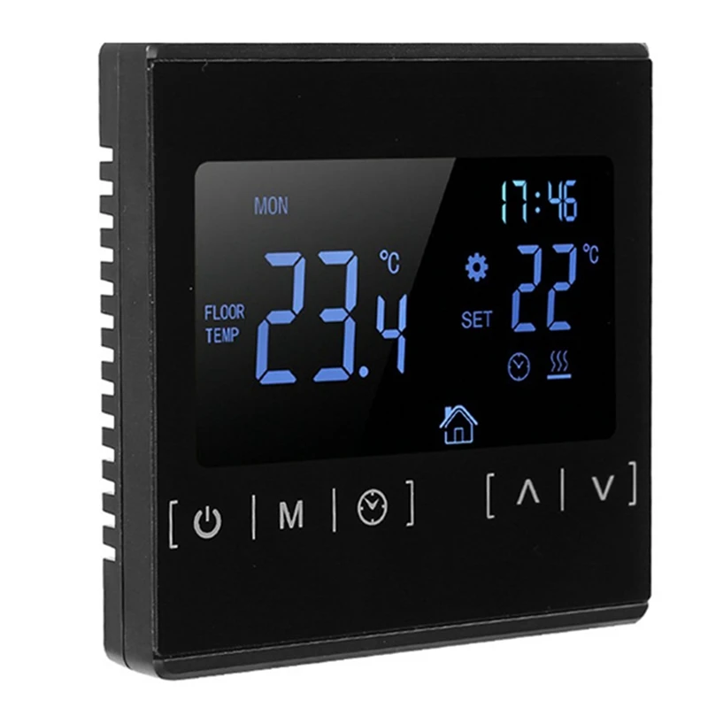 LCD Touchscreen Thermostat Floor Heating System Floor Heating System Thermoregulator AC 85-250V (Black)
LCD Touchscreen Thermostat Floor Heating System Floor Heating System Thermoregulator AC 85-250V (Black)